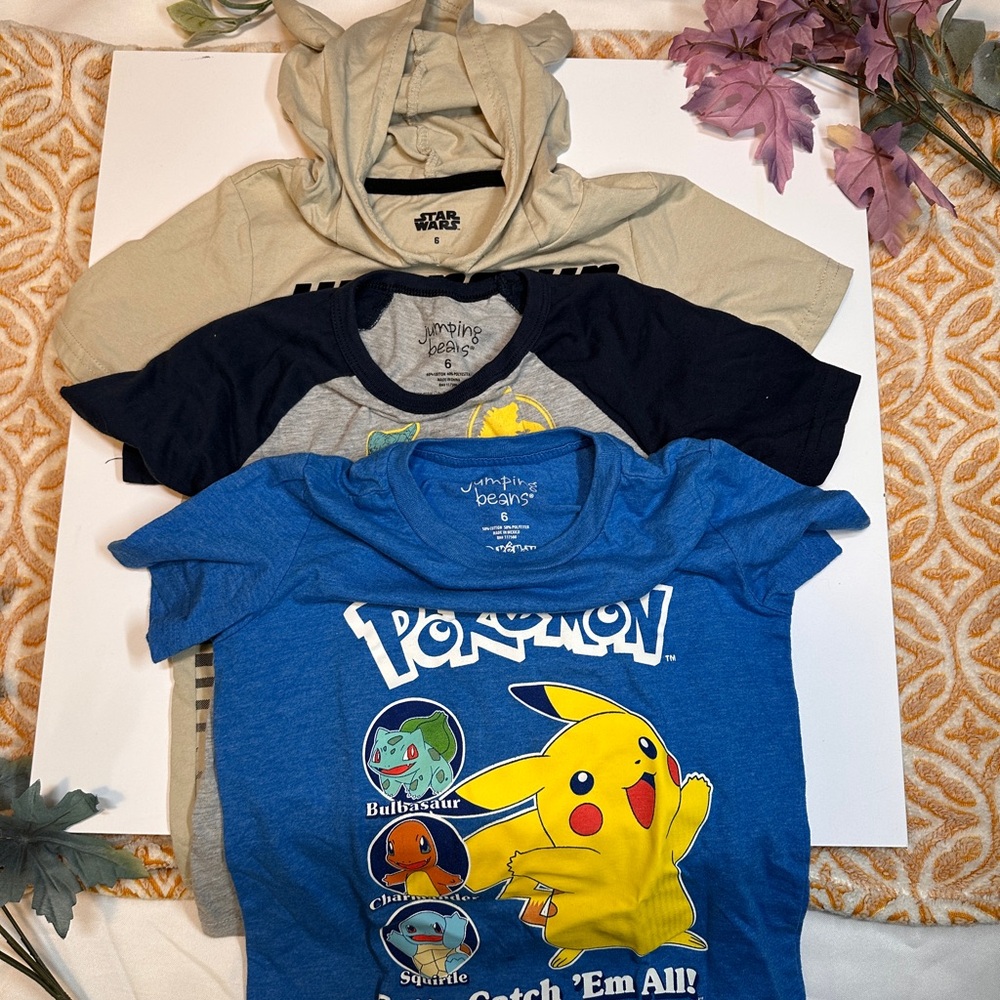 Bright Blue Short Sleeve Graphic Tee Three Shirts